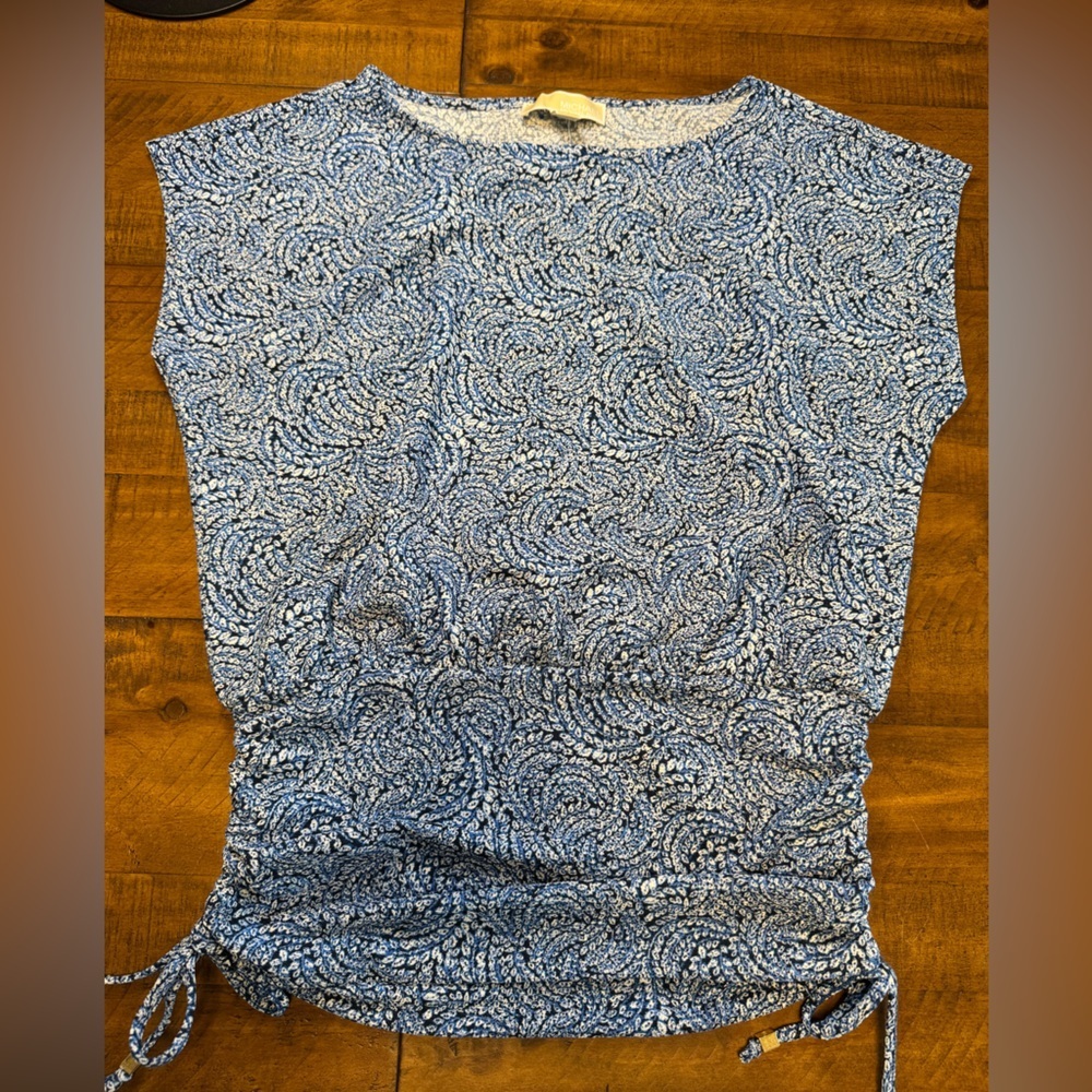 Michael Kors sleeveless cinched waist blue blouse NWT‎ size S